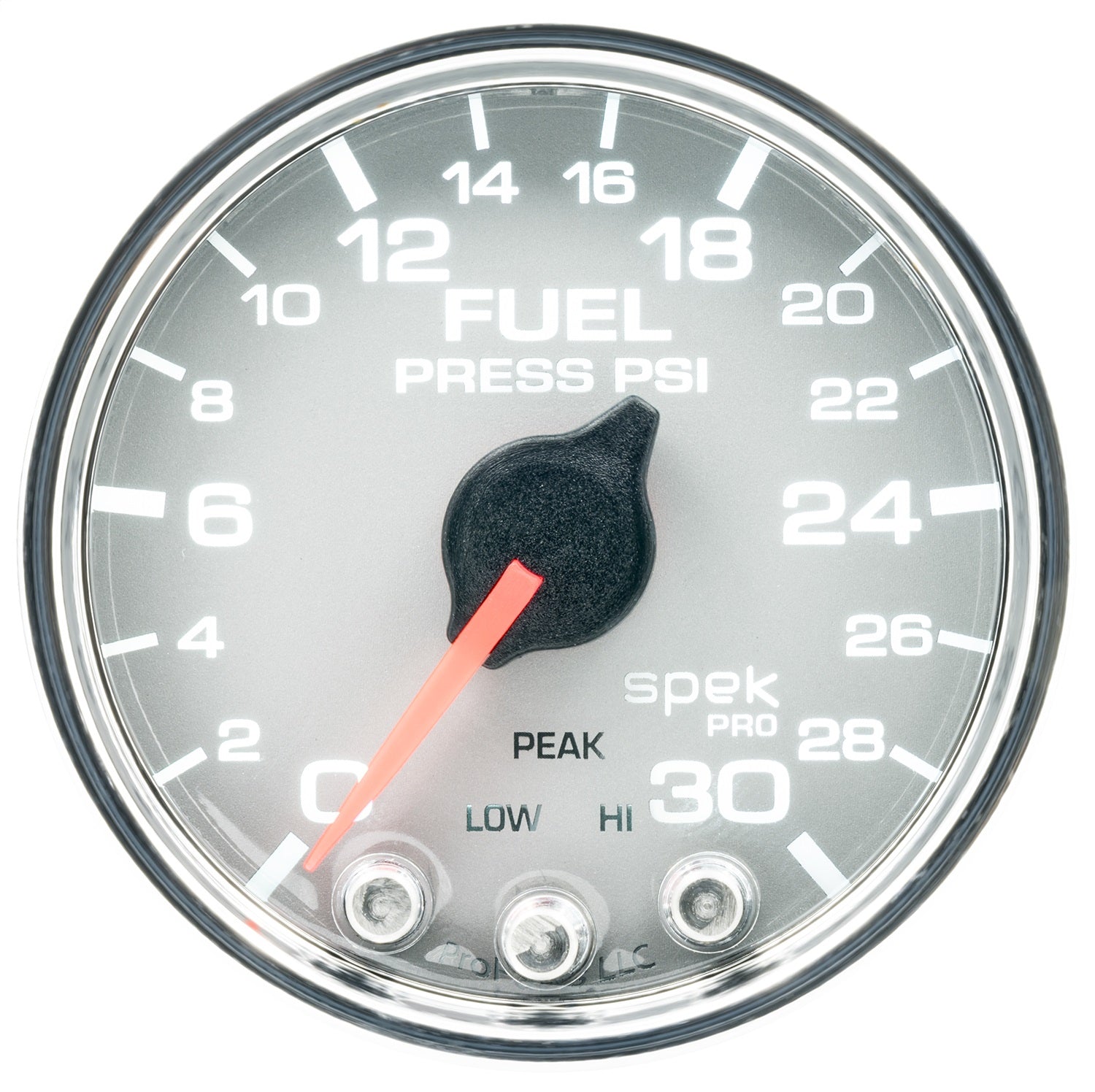 2-1/16" FUEL PRESSURE, 0-30 PSI, SPEK-PRO, SILVER/CHROME