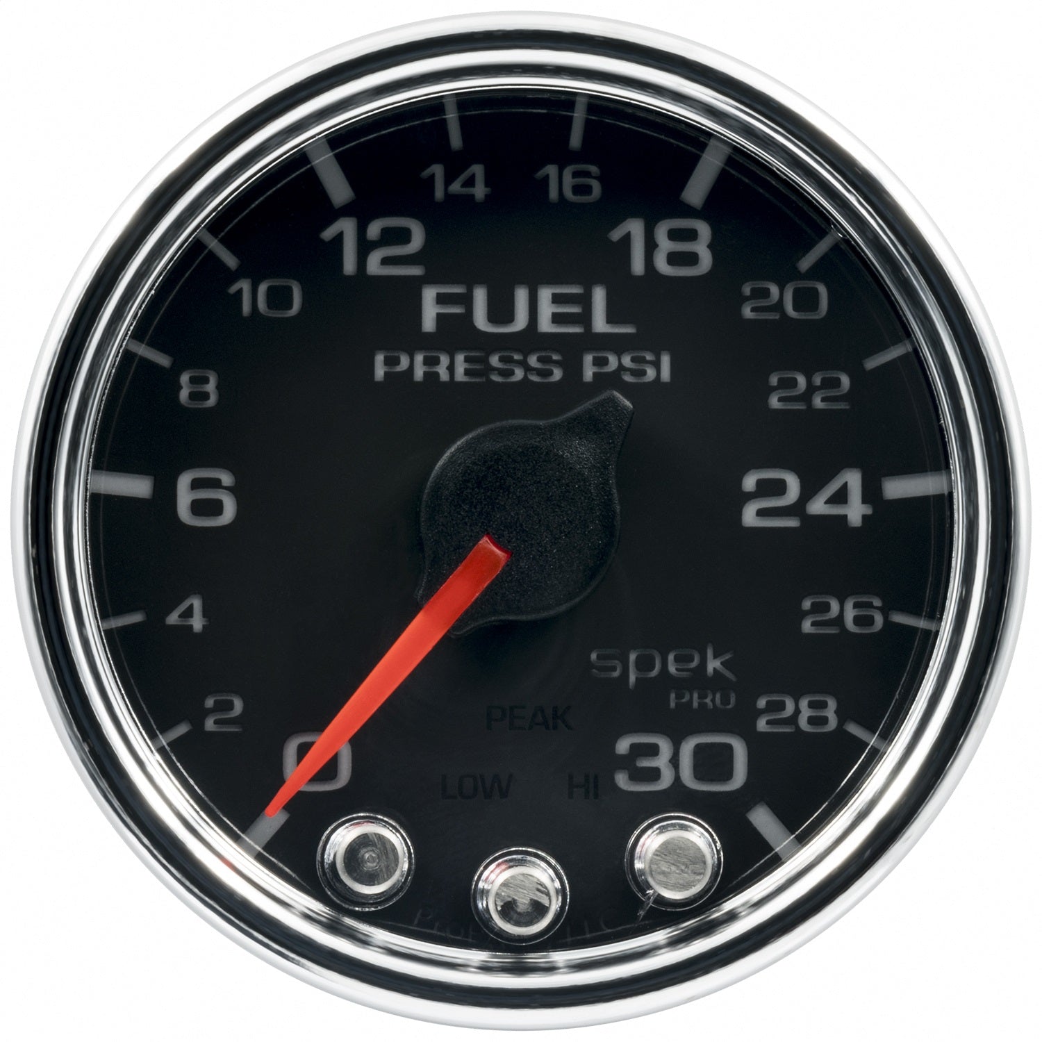 2-1/16" FUEL PRESSURE, 0-30 PSI, SPEK-PRO, BLACK/CHROME