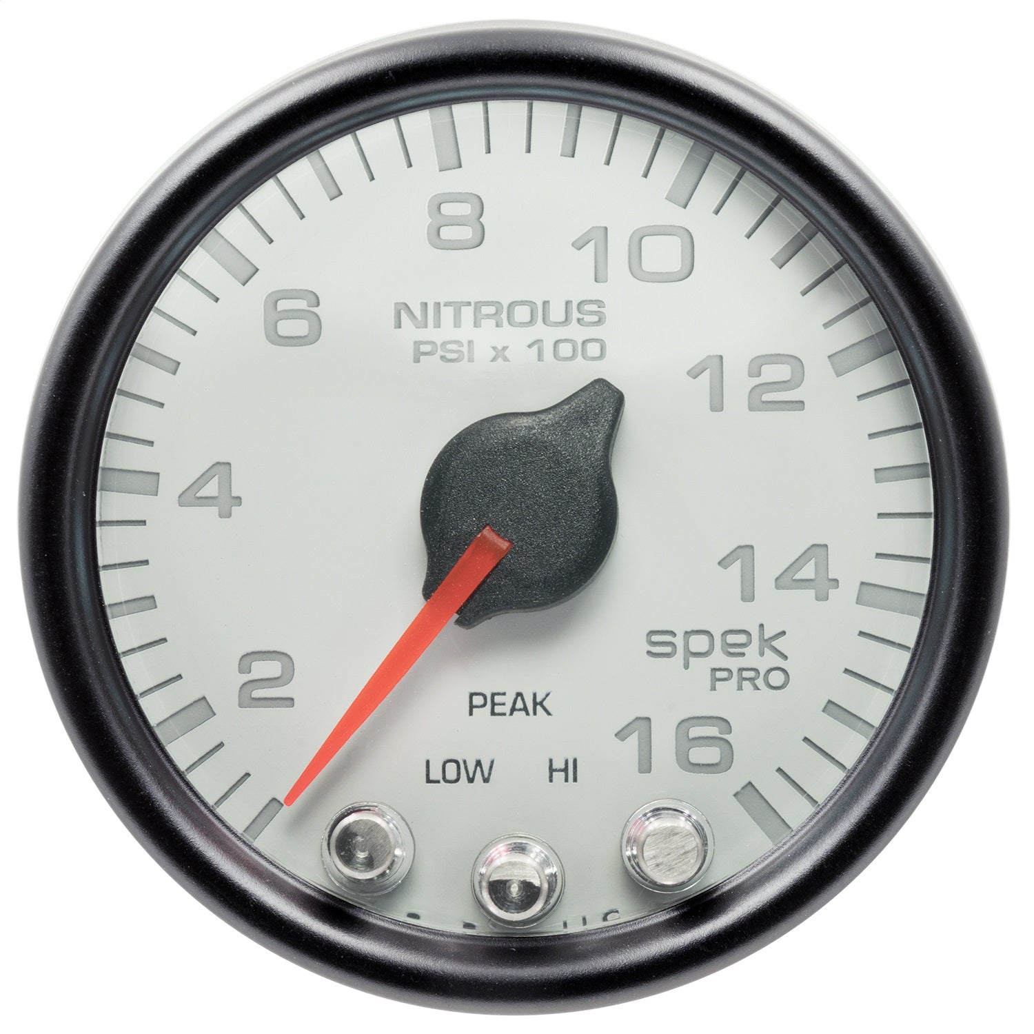2-1/16" NITROUS PRESSURE, 0-1600 PSI, SPEK-PRO, WHITE/BLACK