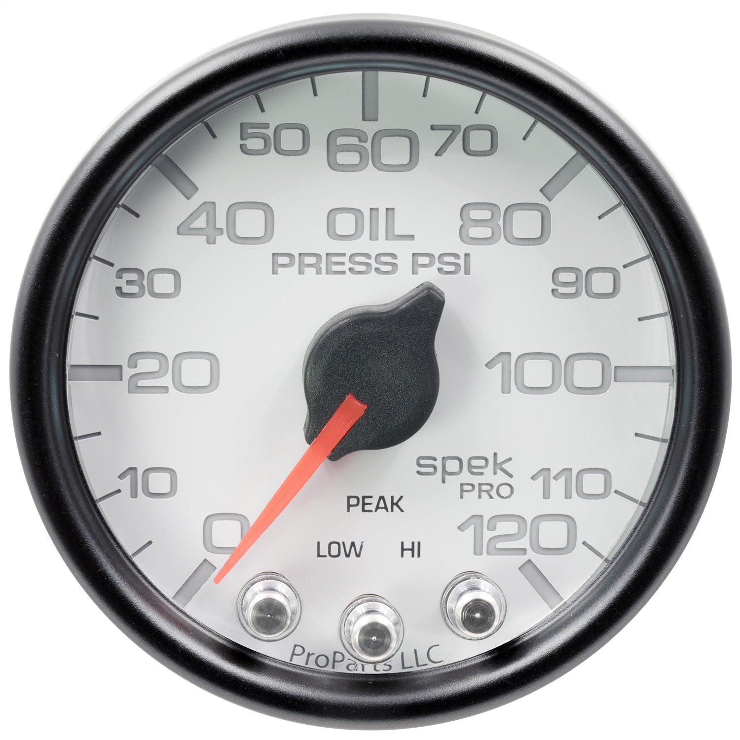 2-1/16" OIL PRESSURE, 0-120 PSI, SPEK-PRO, WHITE/BLACK