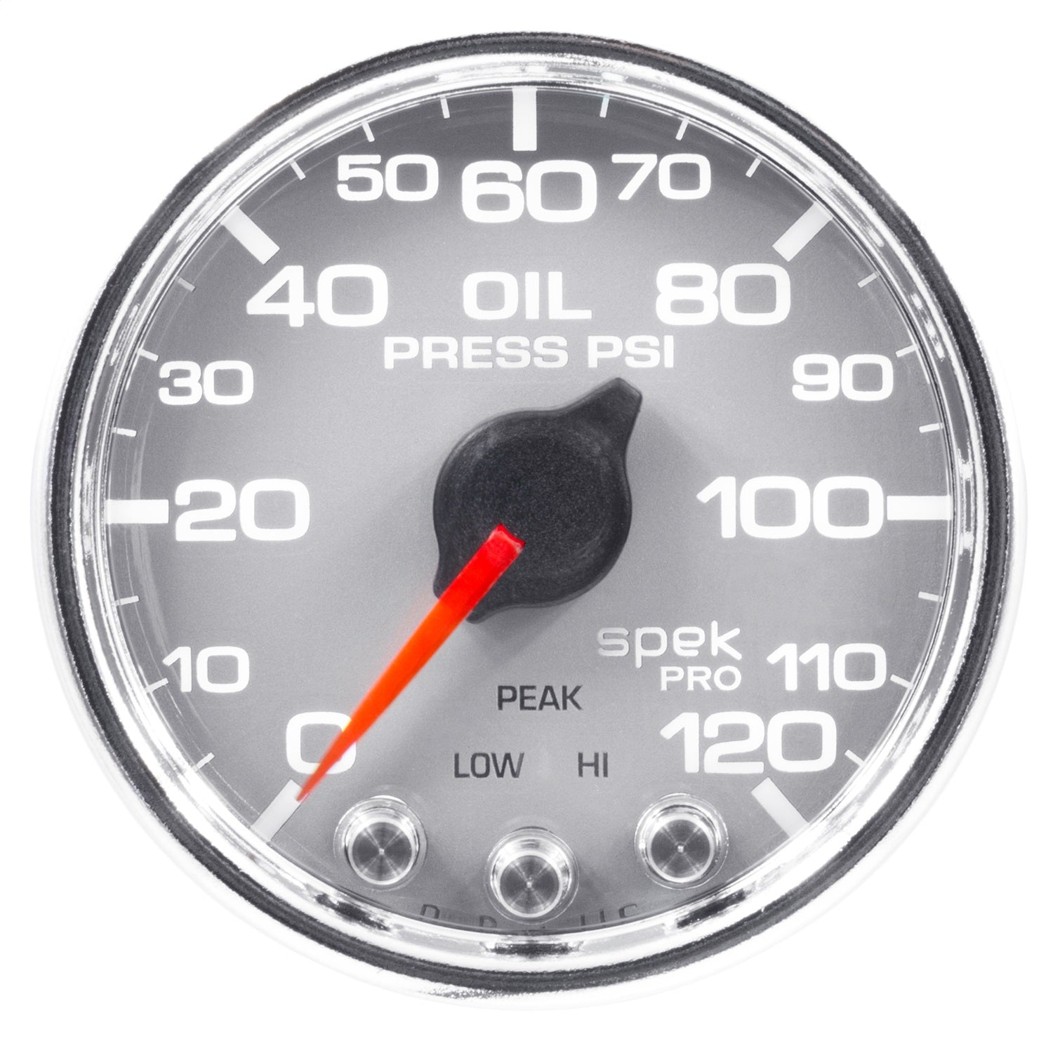 2-1/16" OIL PRESSURE, 0-120 PSI, SPEK-PRO, SILVER/CHROME