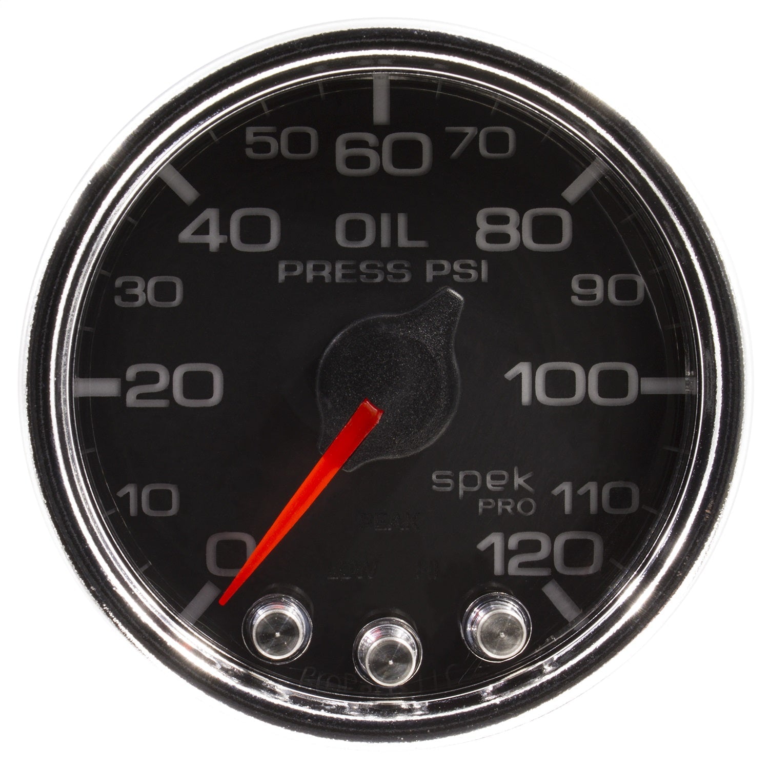 2-1/16" OIL PRESSURE, 0-120 PSI, SPEK-PRO, BLACK/CHROME