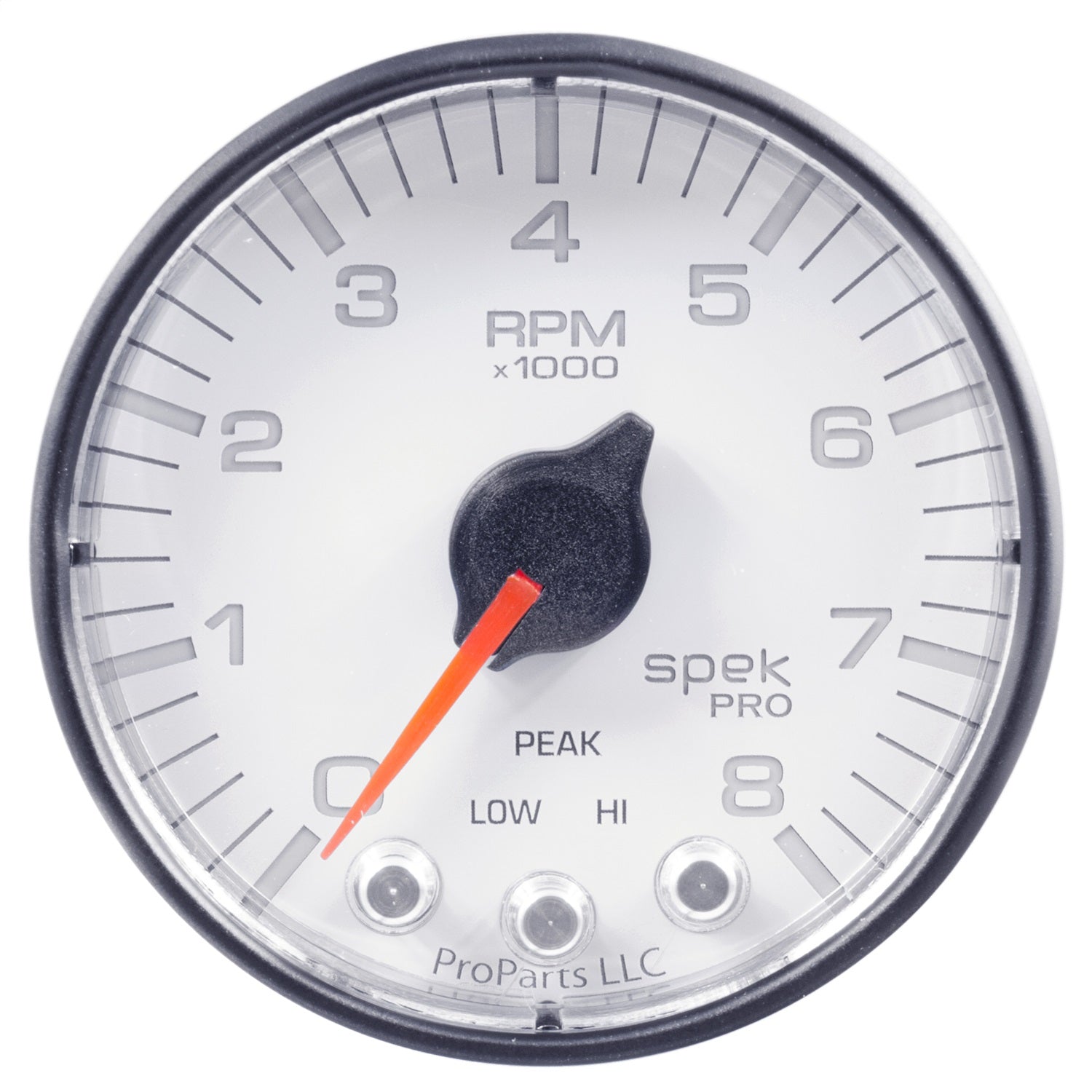 2-1/16" IN-DASH TACHOMETER, 0-8,000 RPM, SPEK-PRO, WHITE/BLACK