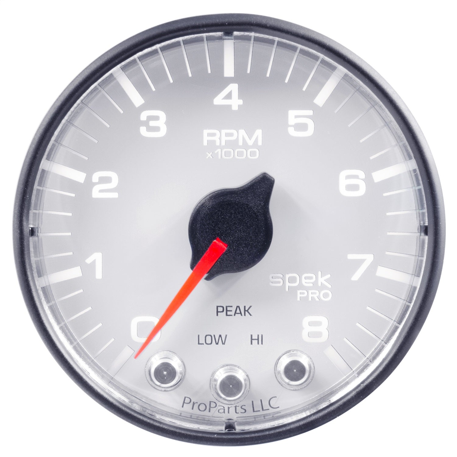 2-1/16" IN-DASH TACHOMETER, 0-8,000 RPM, SPEK-PRO, WHITE/BLACK
