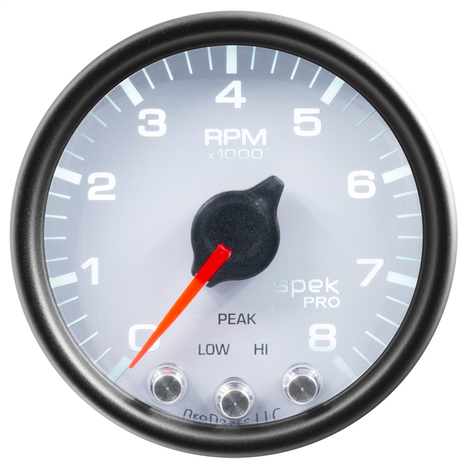 2-1/16" IN-DASH TACHOMETER, 0-8,000 RPM, SPEK-PRO, WHITE/BLACK