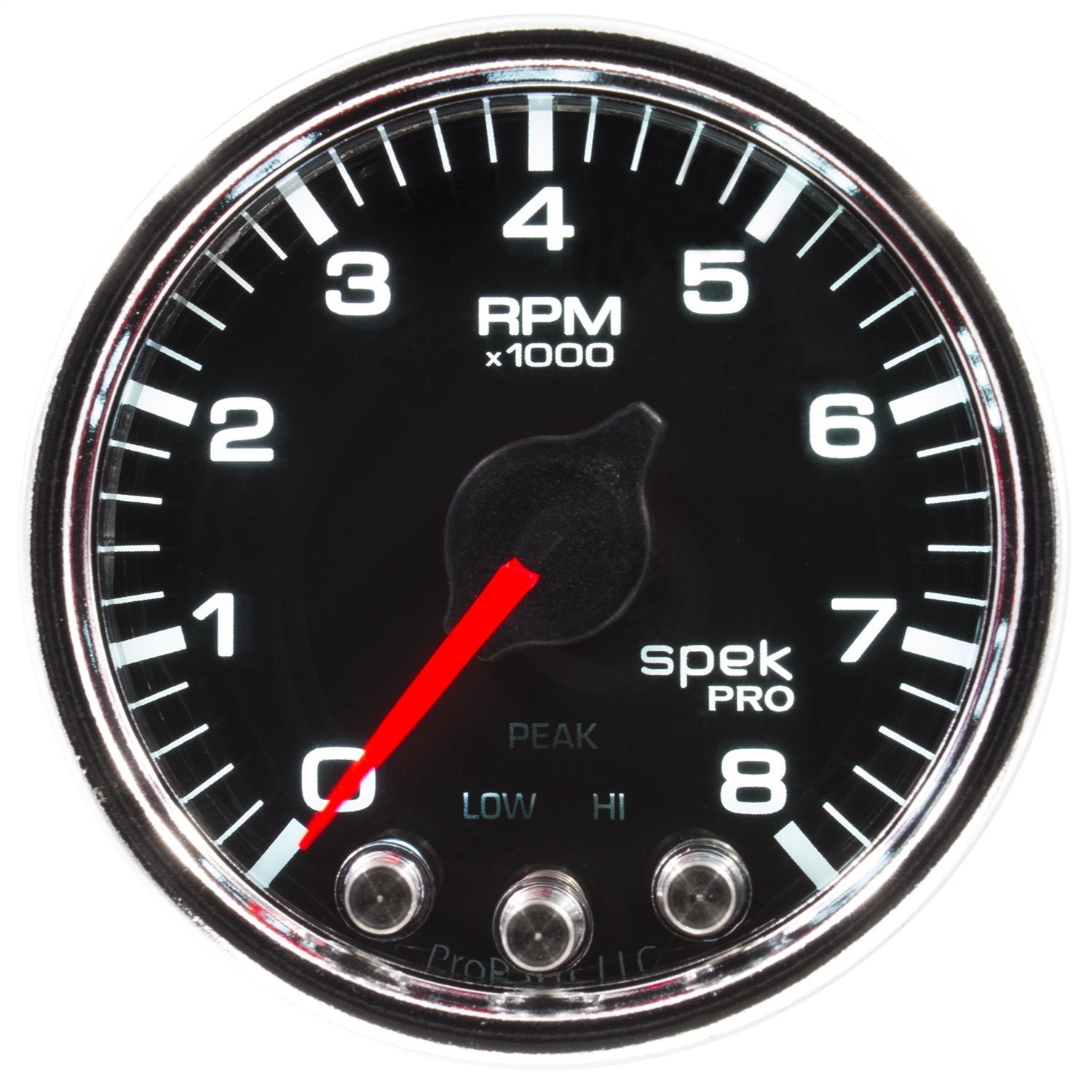 2-1/16" IN-DASH TACHOMETER, 0-8,000 RPM, SPEK-PRO, BLACK/CHROME
