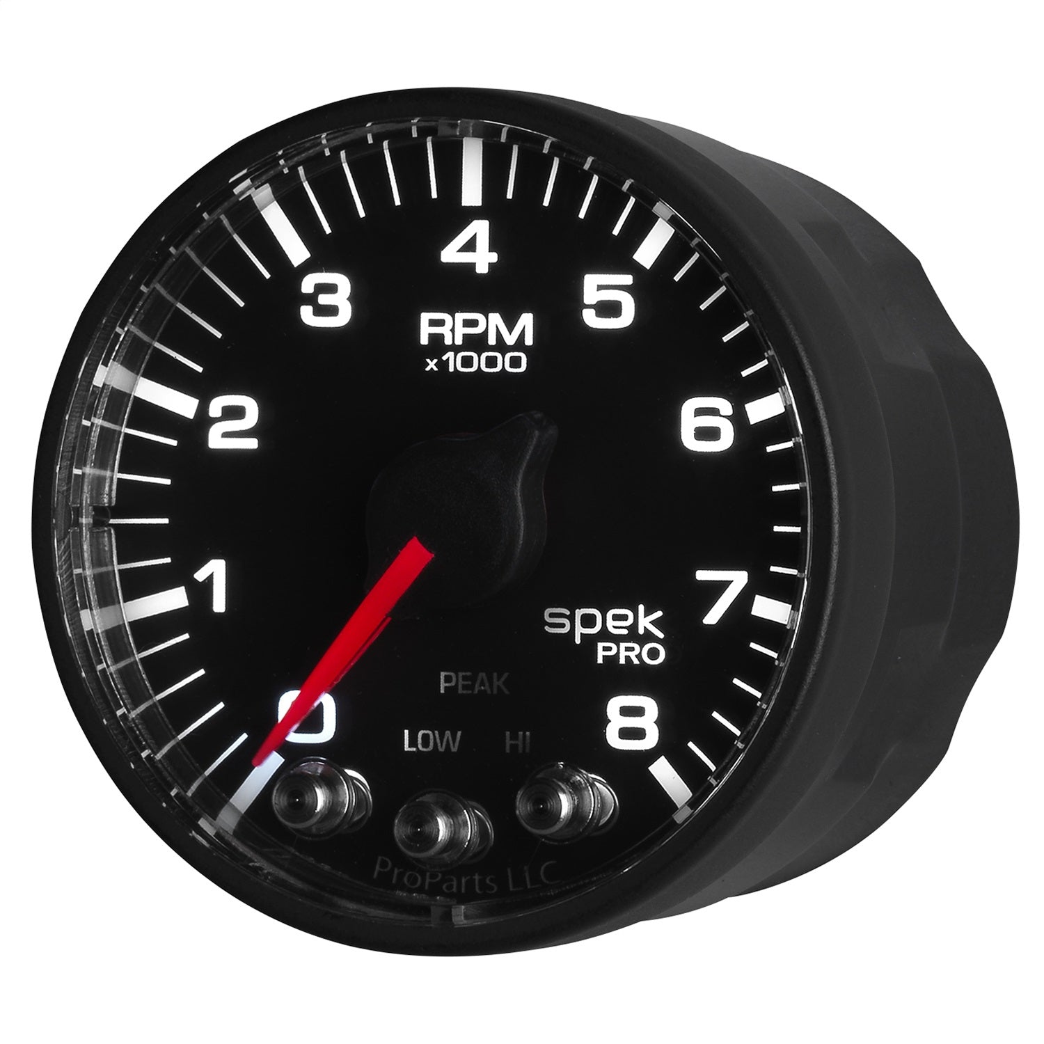 2-1/16" IN-DASH TACHOMETER, 0-8,000 RPM, SPEK-PRO, BLACK/BLACK