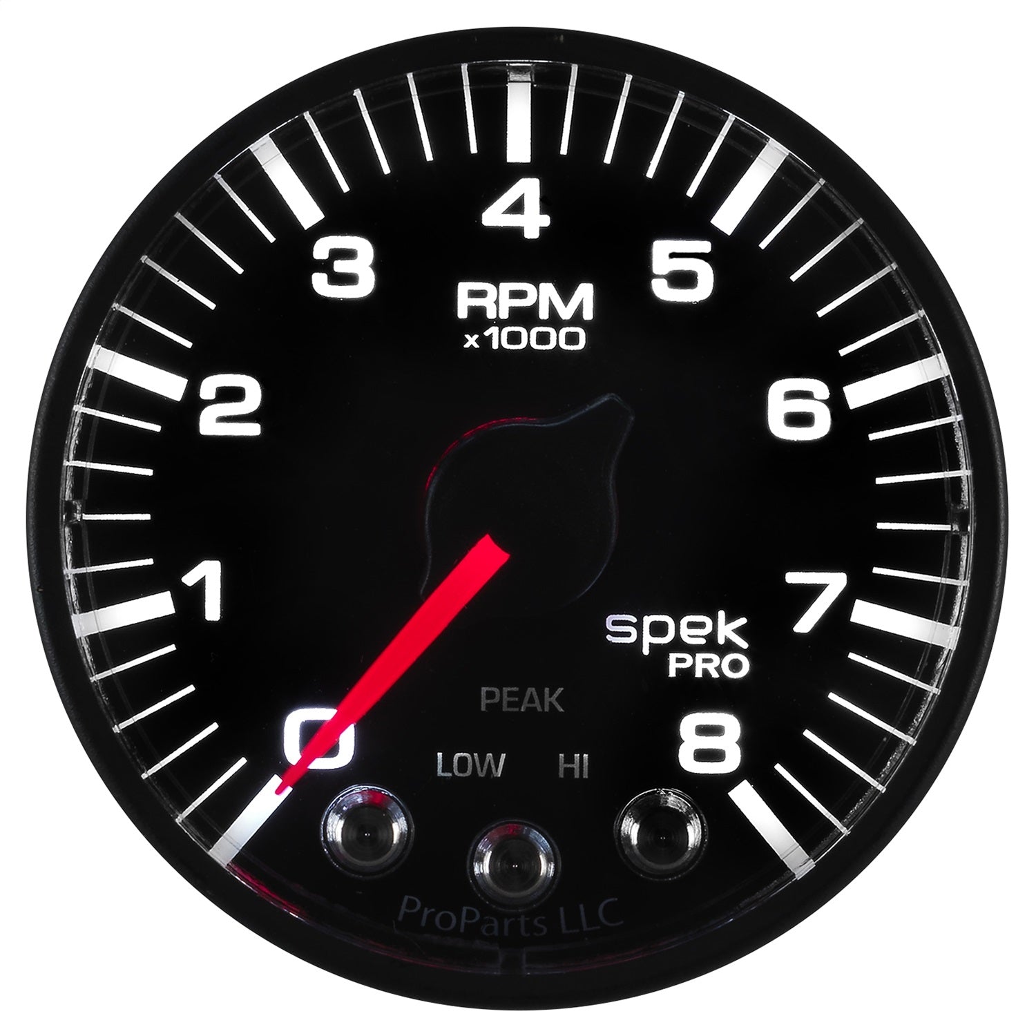 2-1/16" IN-DASH TACHOMETER, 0-8,000 RPM, SPEK-PRO, BLACK/BLACK