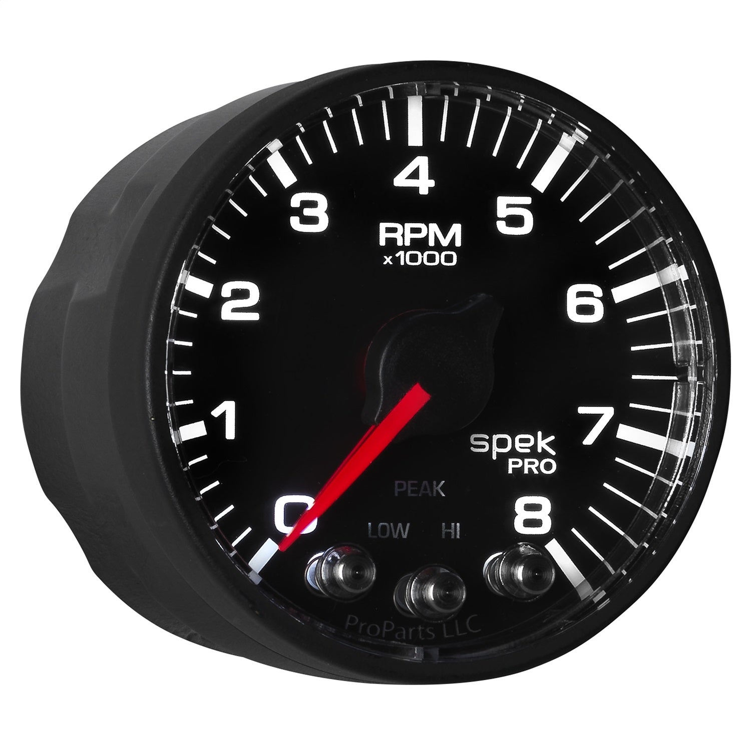 2-1/16" IN-DASH TACHOMETER, 0-8,000 RPM, SPEK-PRO, BLACK/BLACK