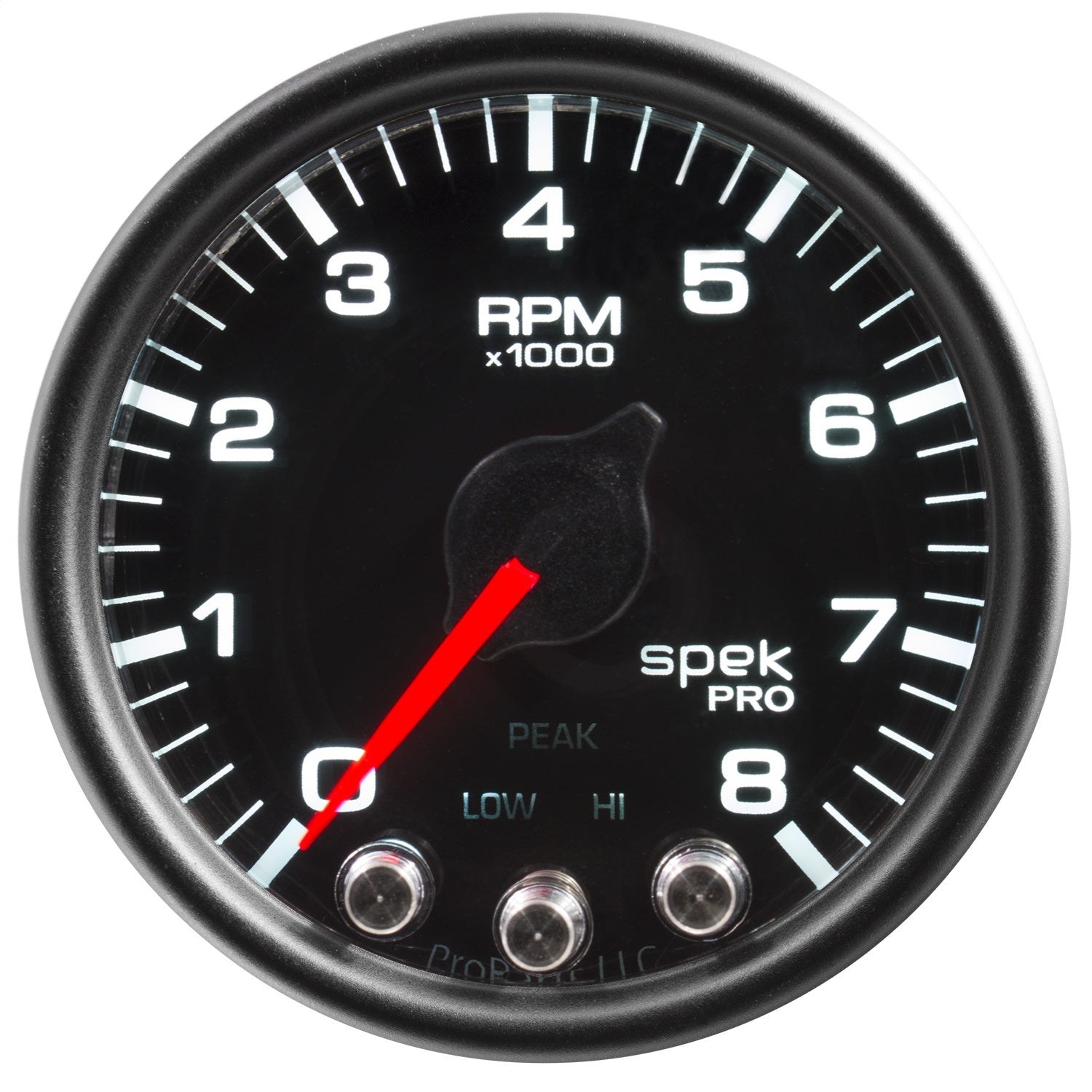 2-1/16" IN-DASH TACHOMETER, 0-8,000 RPM, SPEK-PRO, BLACK/BLACK