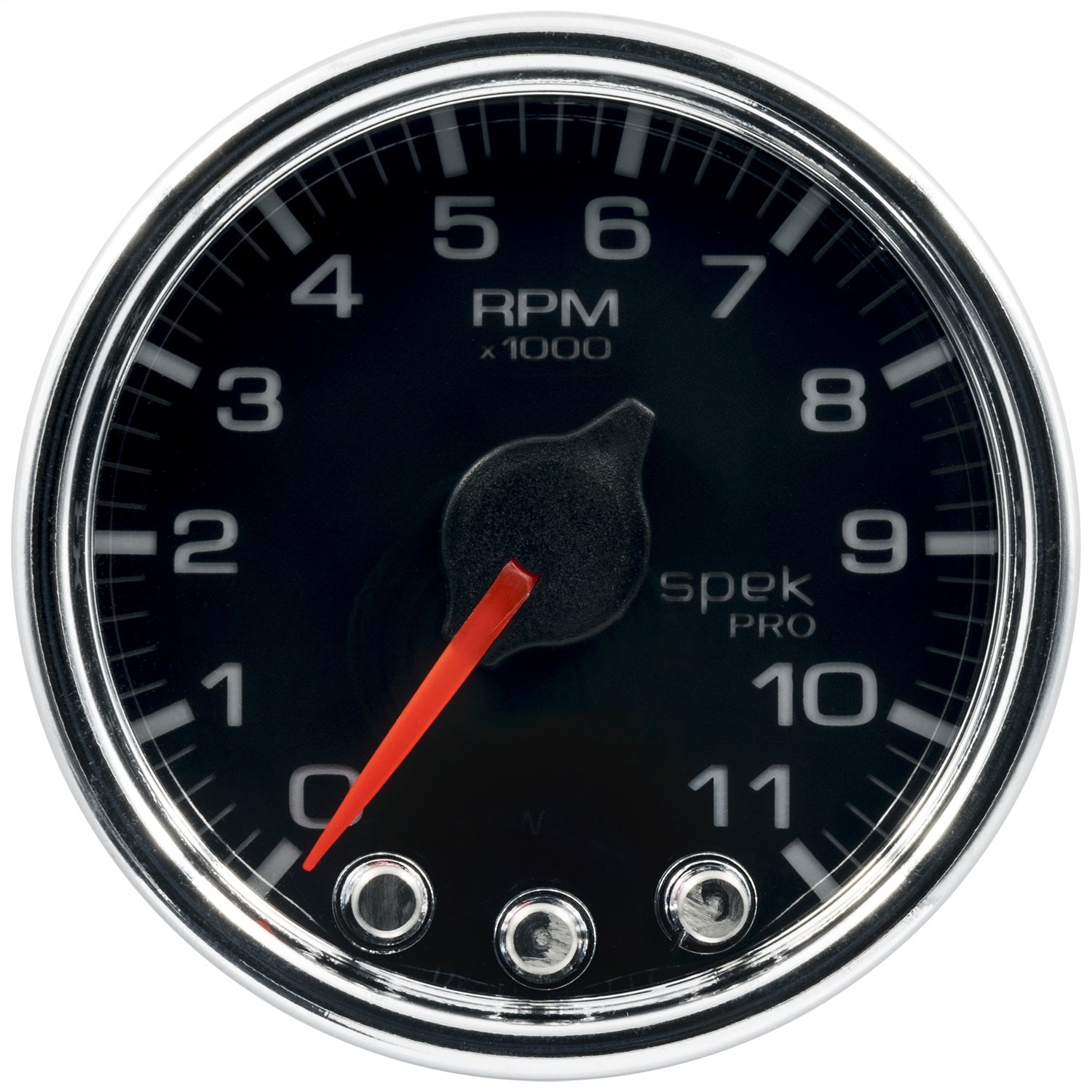 2-1/16" IN-DASH TACHOMETER, 0-11,000 RPM, SPEK-PRO, BLACK/CHROME