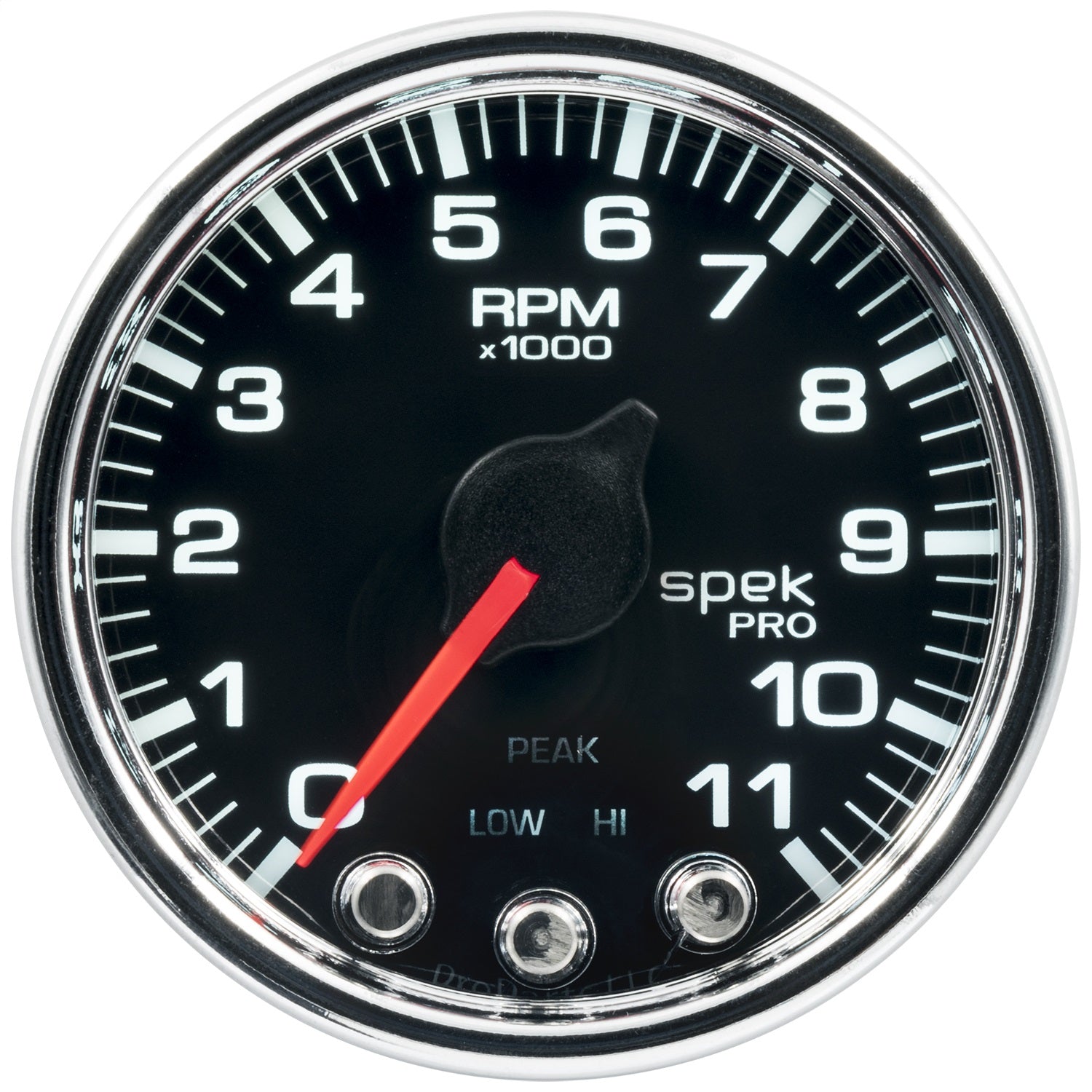 2-1/16" IN-DASH TACHOMETER, 0-11,000 RPM, SPEK-PRO, BLACK/CHROME