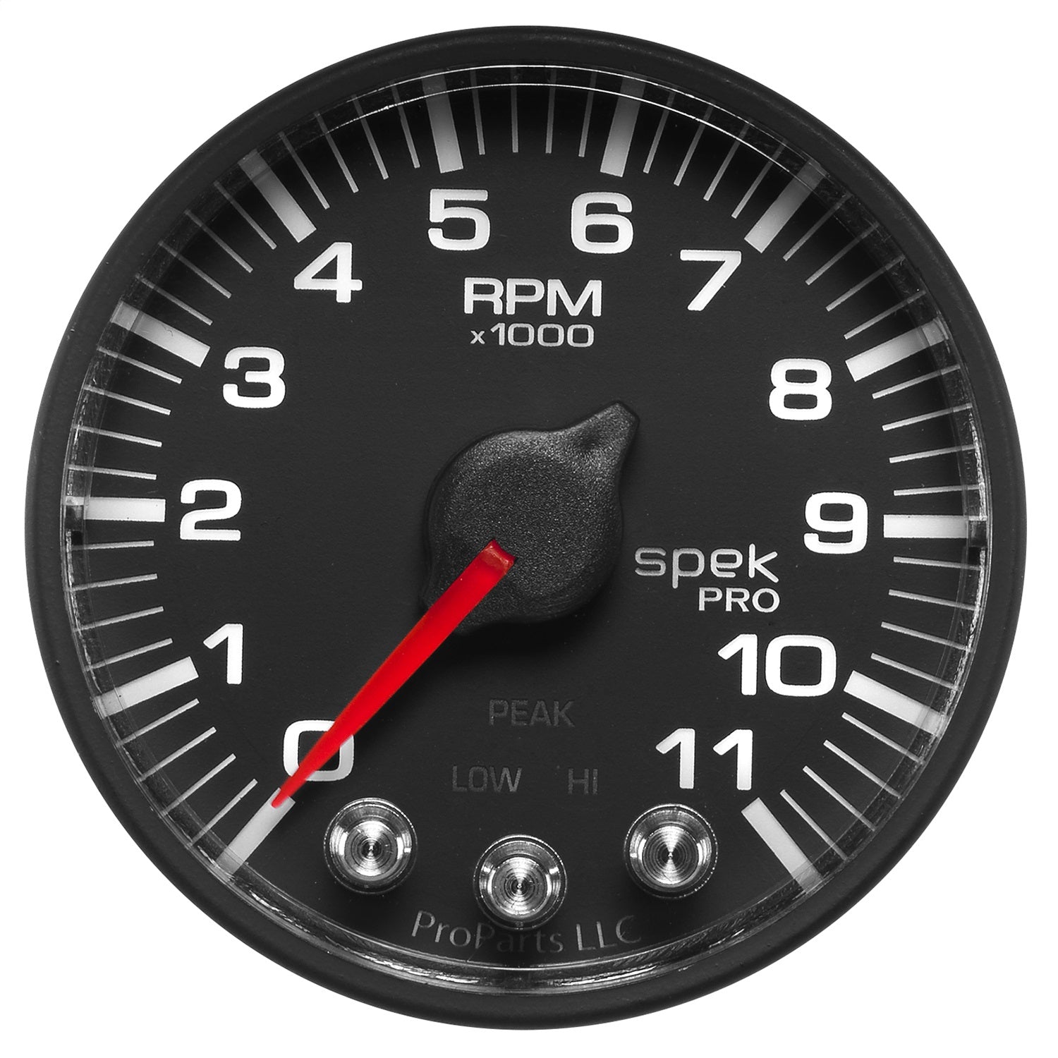 2-1/16" IN-DASH TACHOMETER, 0-11,000 RPM, SPEK-PRO, BLACK/BLACK