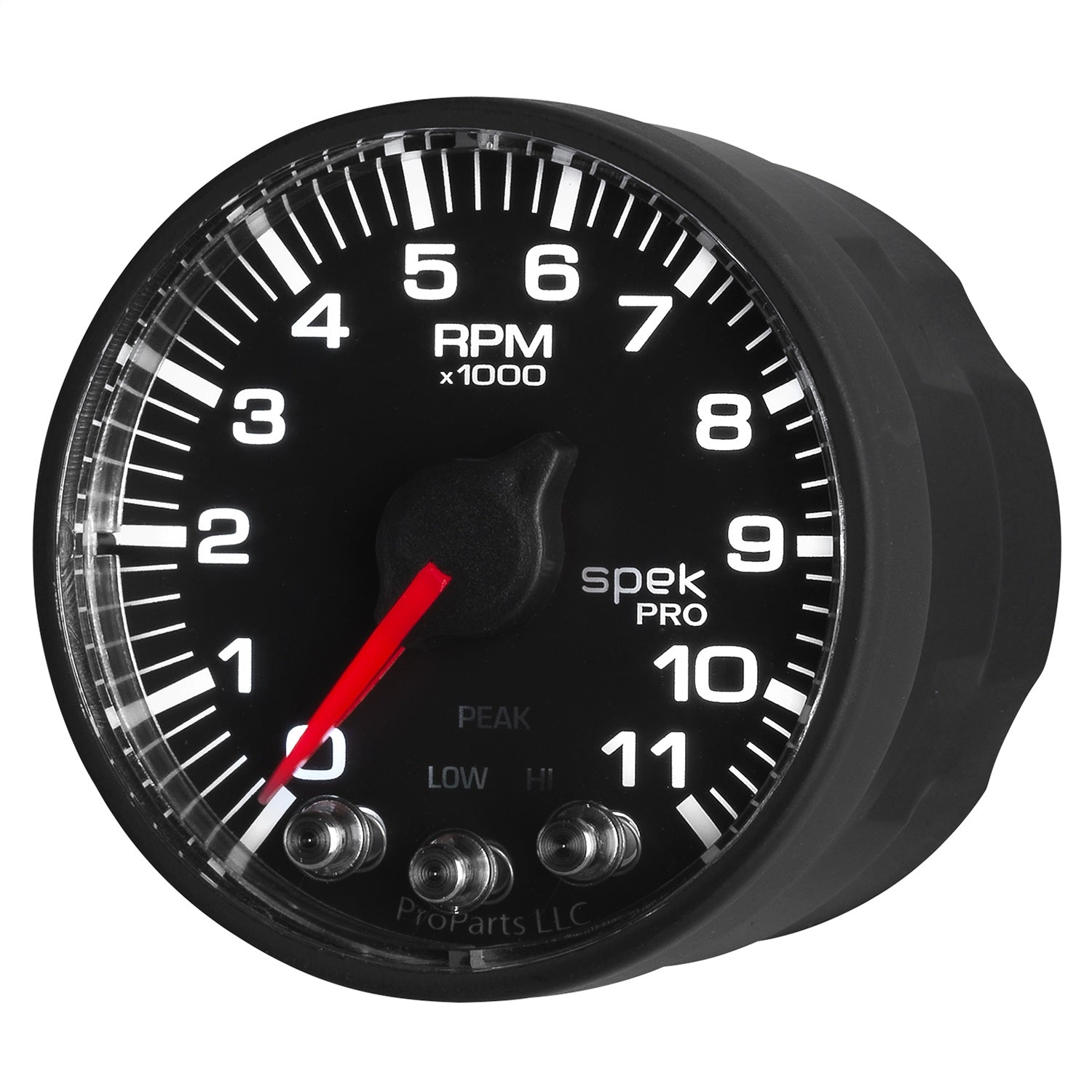 2-1/16" IN-DASH TACHOMETER, 0-11,000 RPM, SPEK-PRO, BLACK/BLACK