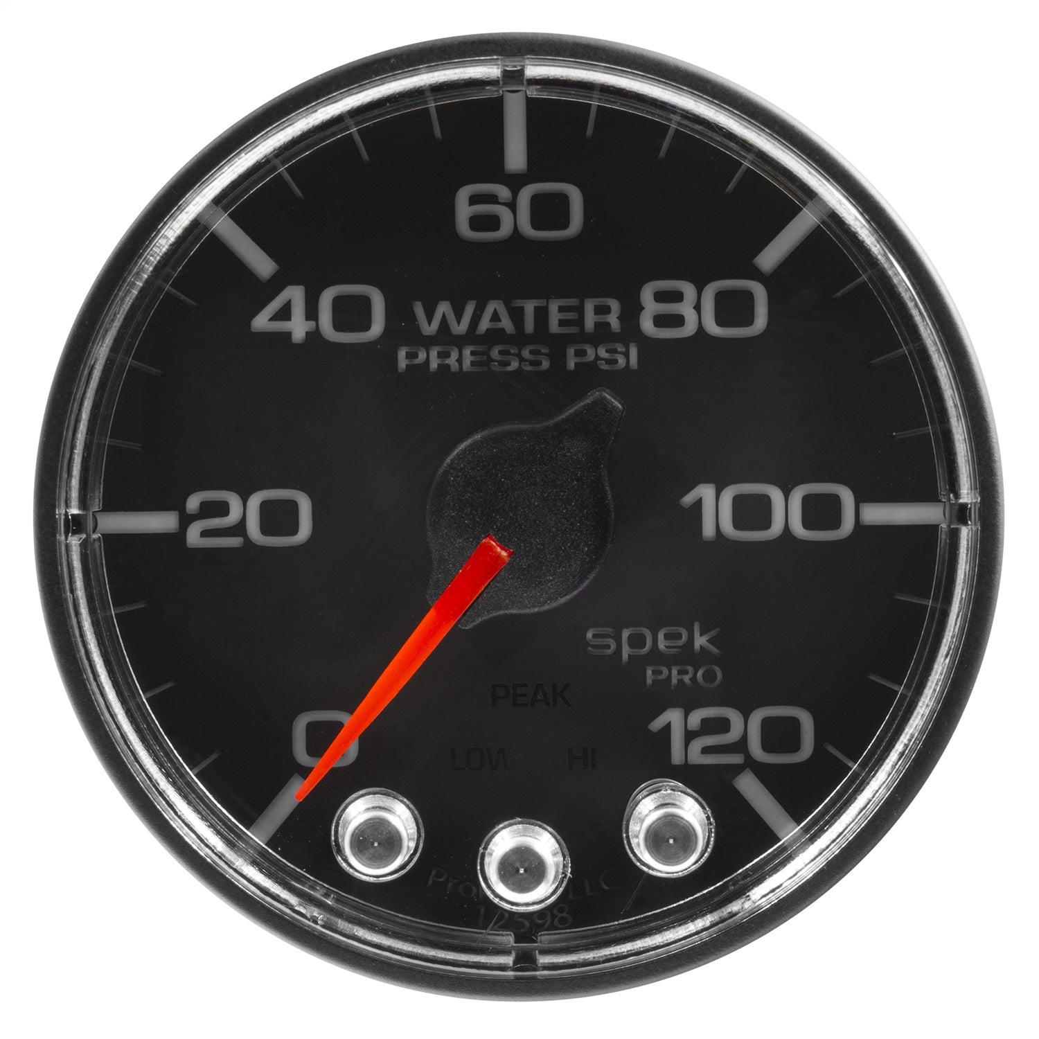 2-1/16" WATER PRESSURE, 0-120 PSI, SPEK-PRO, BLACK/CHROME