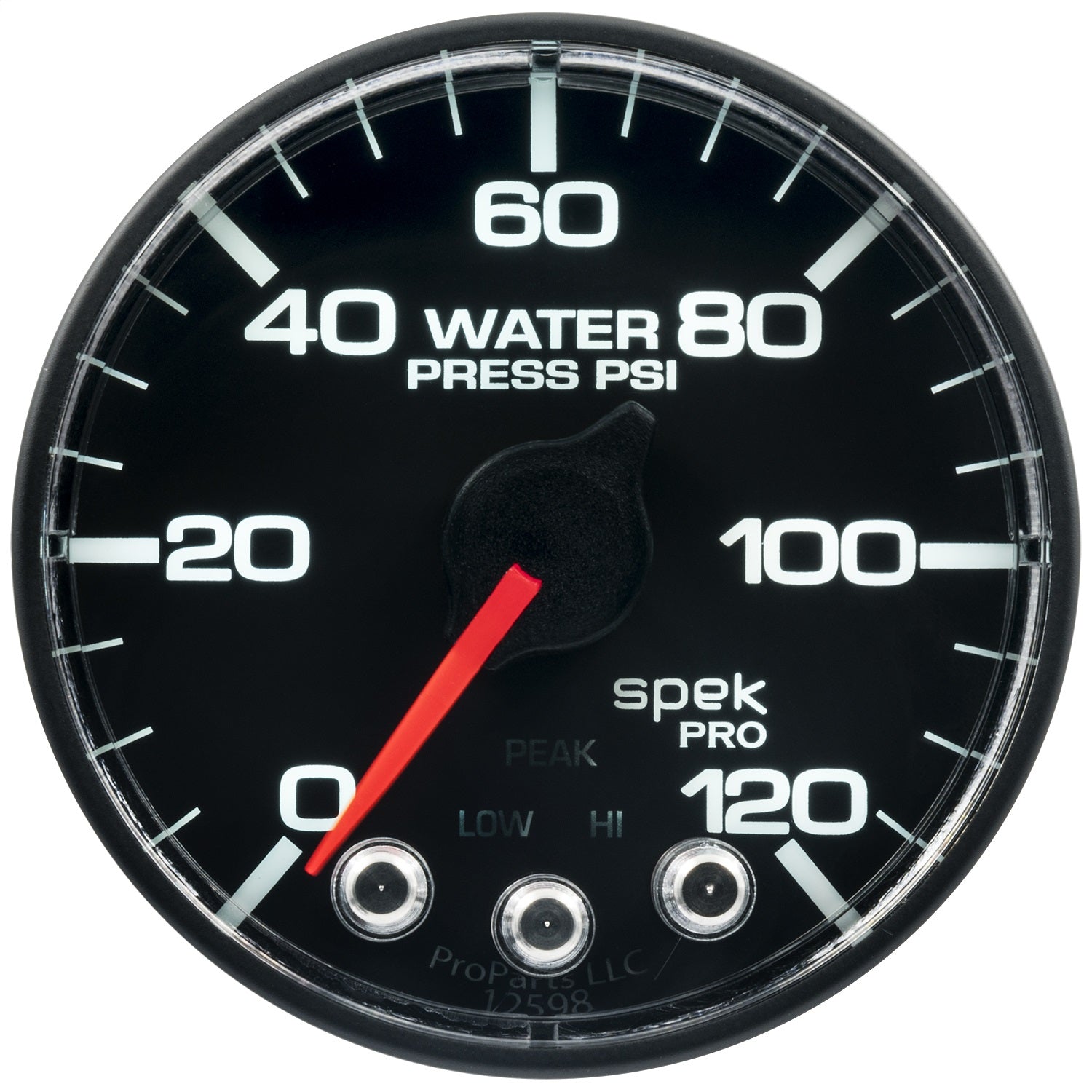 2-1/16" WATER PRESSURE, 0-120 PSI, SPEK-PRO, BLACK/BLACK