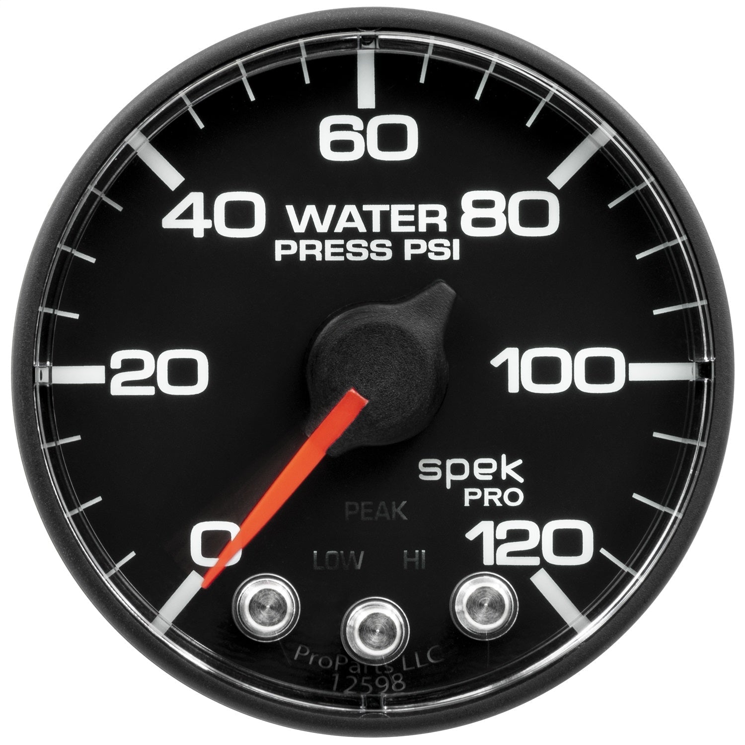 2-1/16" WATER PRESSURE, 0-120 PSI, SPEK-PRO, BLACK/BLACK (FOR 100 PSI SENSOR NOT INCL)