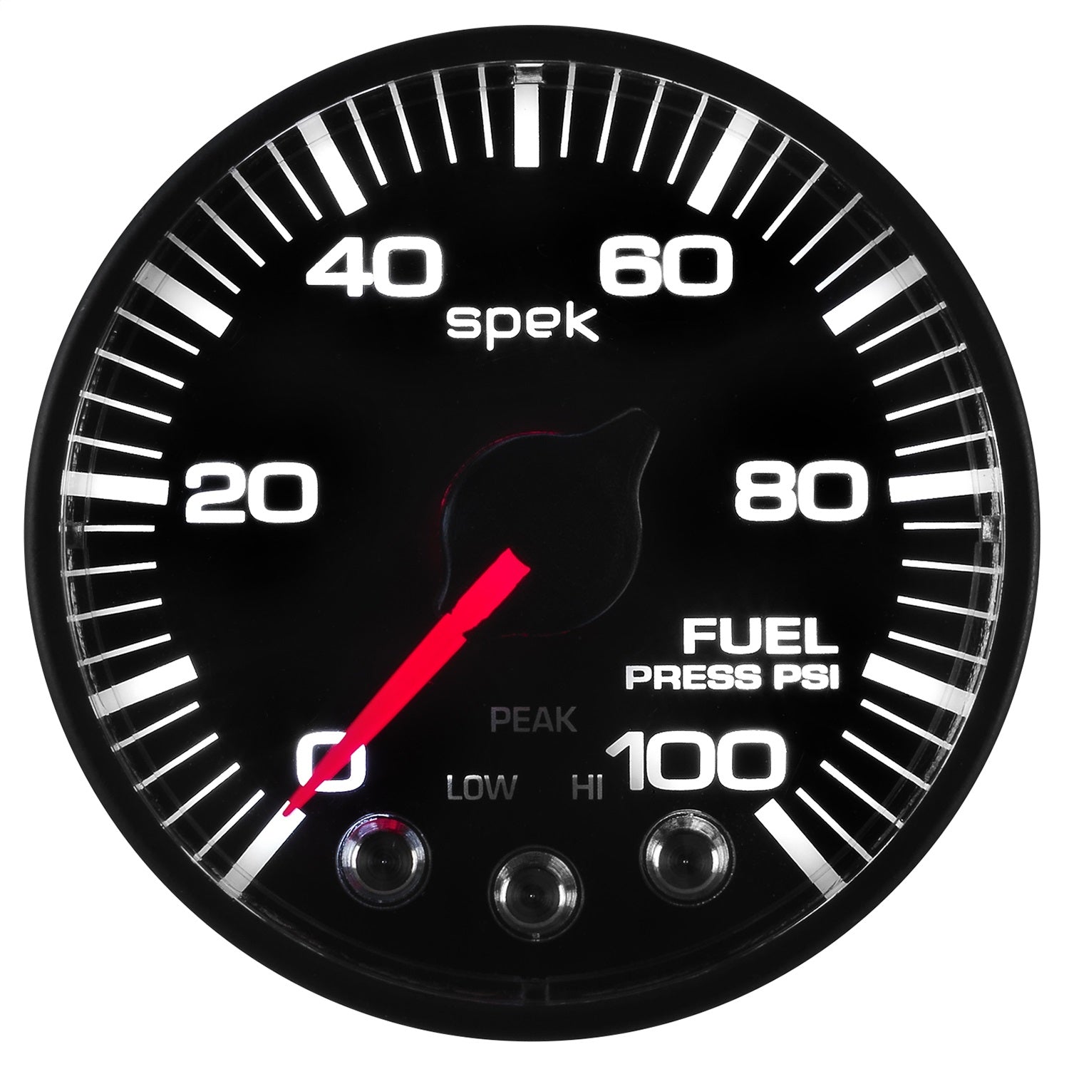 2-1/16" FUEL PRESSURE, 0-100 PSI, SPEK-PRO, BLACK/BLACK, ECU