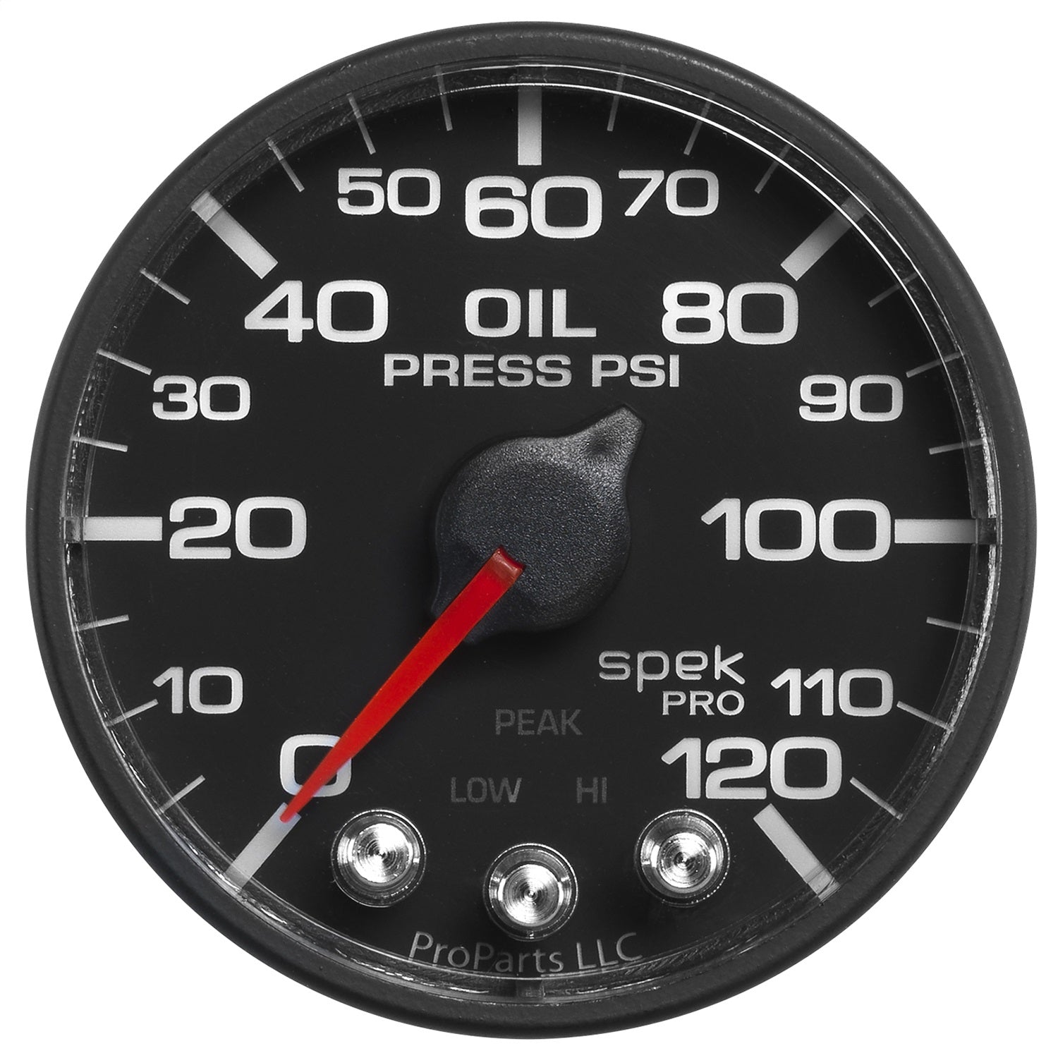 2-1/16" OIL PRESSURE, 0-120 PSI, SPEK-PRO, BLACK/BLACK, ECU
