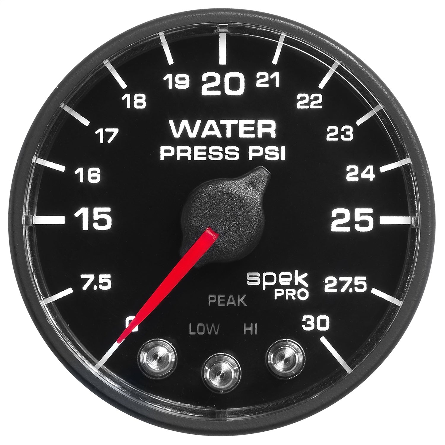 2-1/16" WATER PRESSURE, 0-30 PSI, SPEK-PRO, BLACK/BLACK, ECU