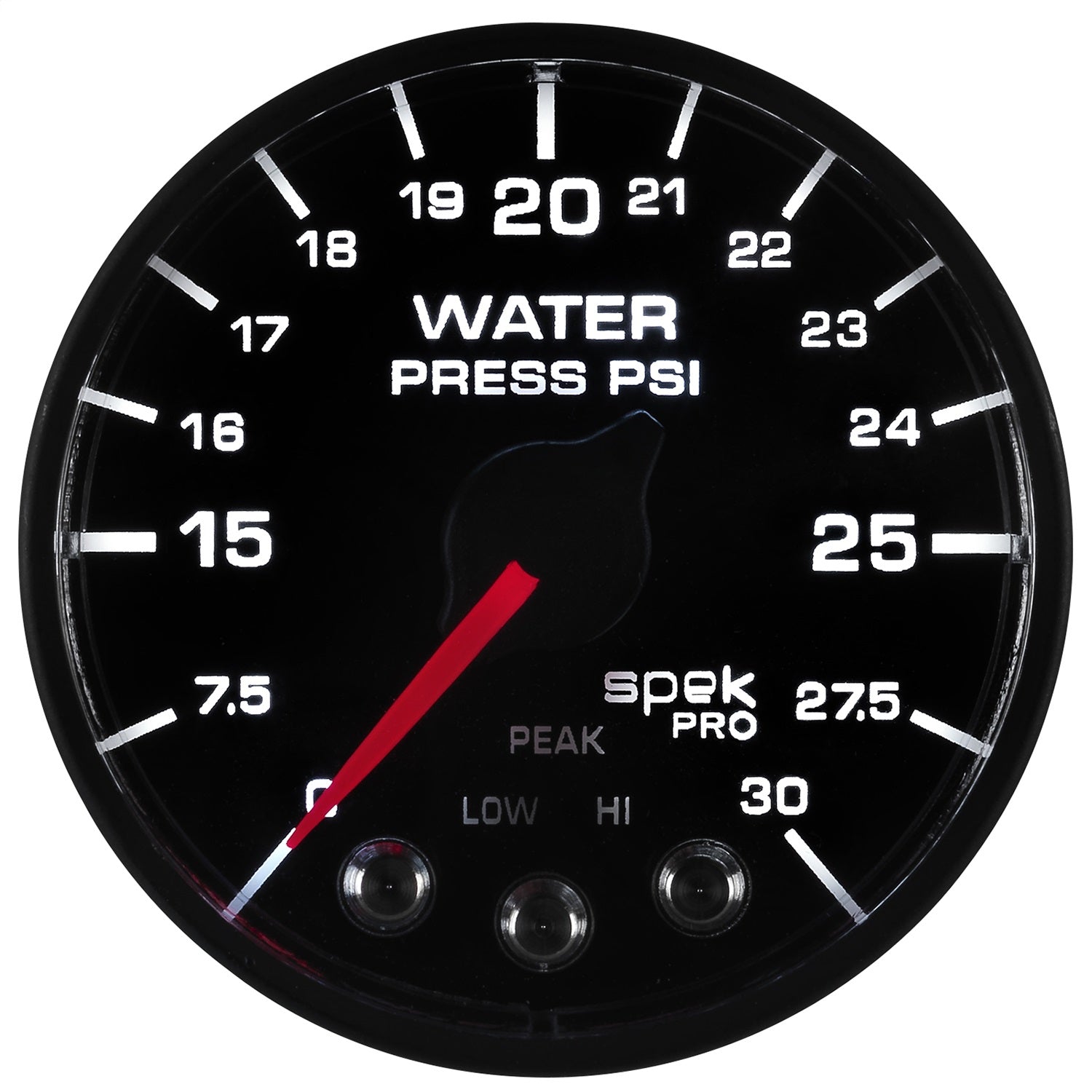 2-1/16" WATER PRESSURE, 0-30 PSI, SPEK-PRO, BLACK/BLACK, ECU