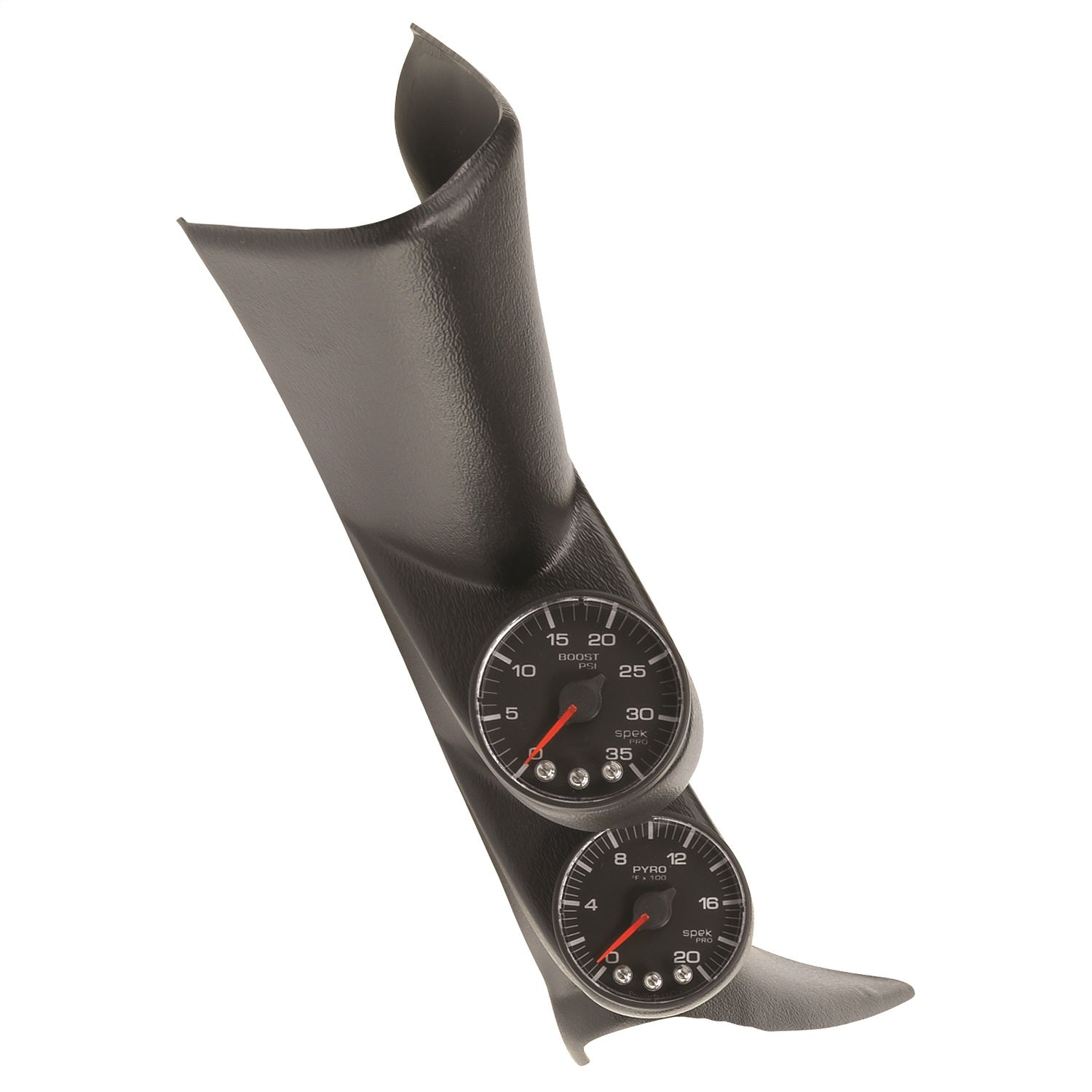 PILLAR KIT, 0-35 PSI/2000 °F, 01-07 GM FULL-SIZE TRUCK, W/ SPEAKER, SPEK-PRO, BLACK DIAL, BLACK BEZEL, FLAT ANTIGLARE LENS
