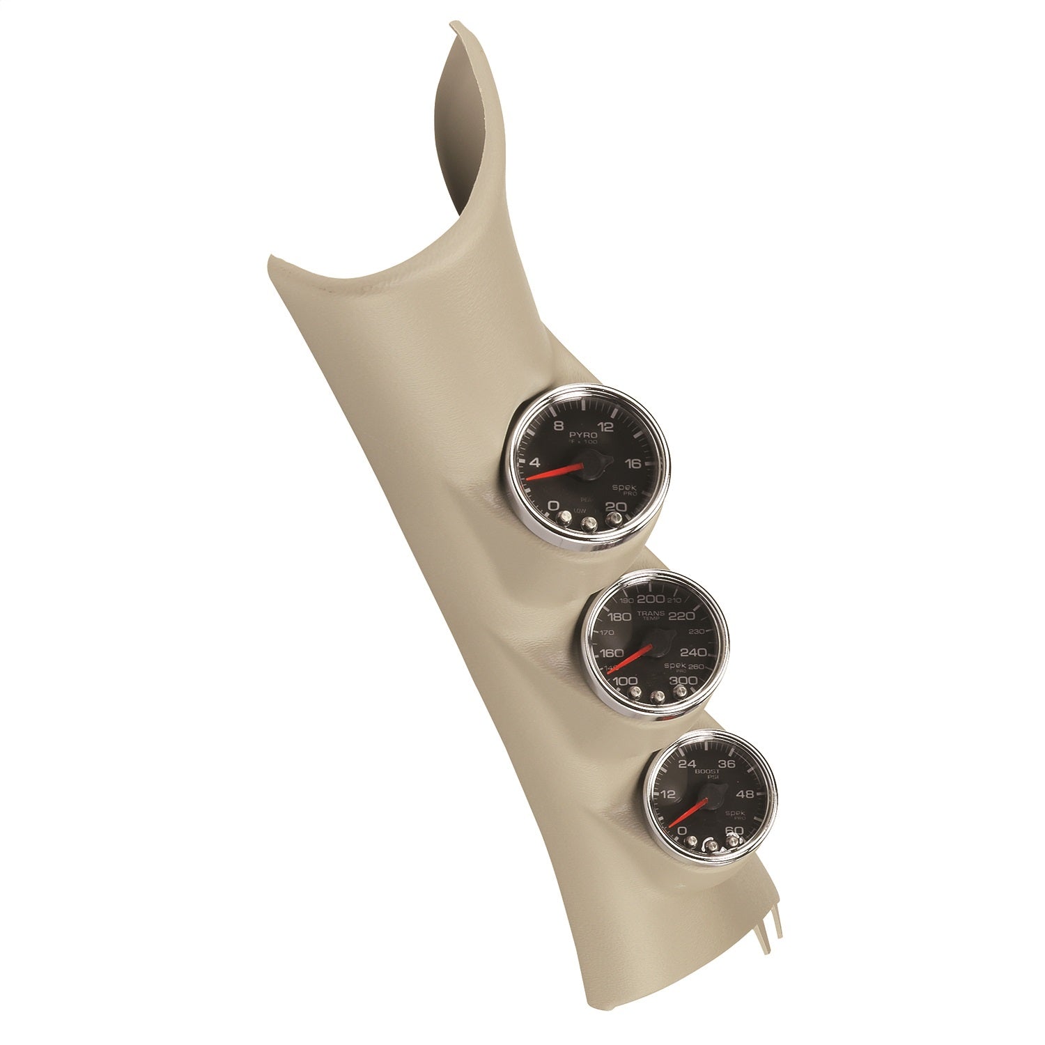 PILLAR KIT, 0-60 PSI/0-2000 °F/100-300 °F, 10-15 DODGE RAM, SPEK-PRO, BLACK DIAL, CHROME BEZEL, CLEAR LENS