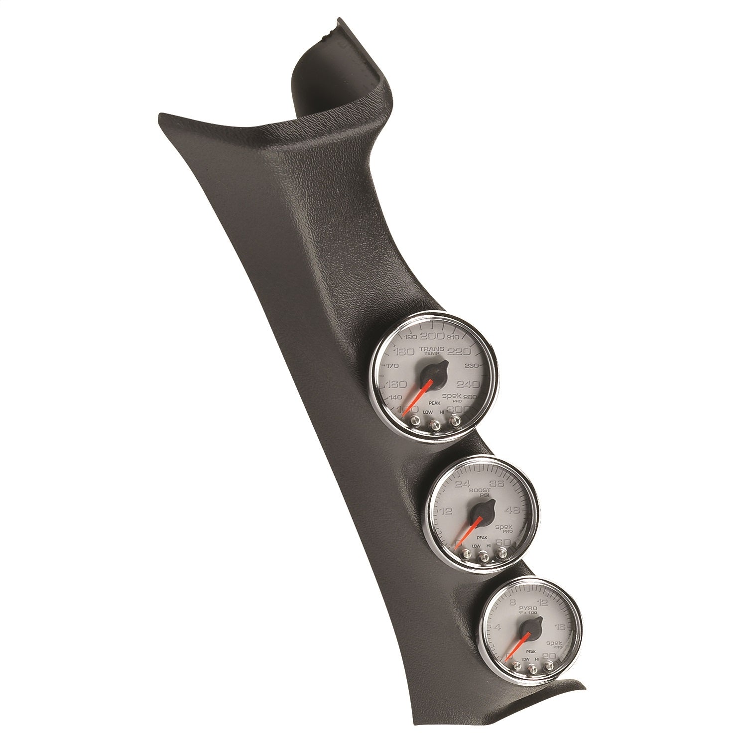 PILLAR KIT, 0-60 PSI/0-2000 °F/100-300 °F, 08-10 FORD SUPERDUTY, SPEK-PRO, SILVER DIAL, CHROME BEZEL, CLEAR LENS