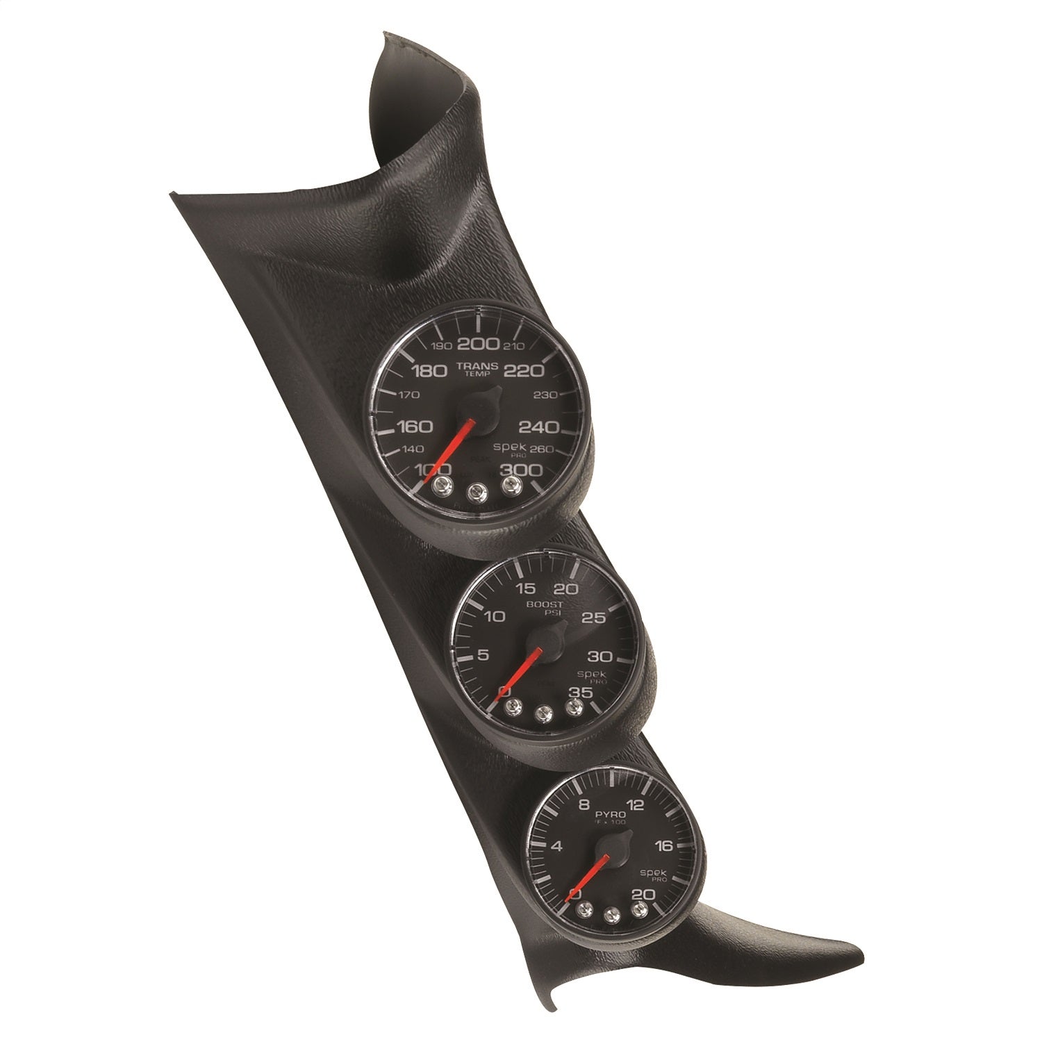 PILLAR KIT, 0-35 PSI/0-2000 °F/100-300 °F, 01-07 GM FULL-SIZE TRUCK, W/O SPEAKER, SPEK-PRO, BLACK DIAL, BLACK BEZEL, FLAT ANTIGLARE LENS