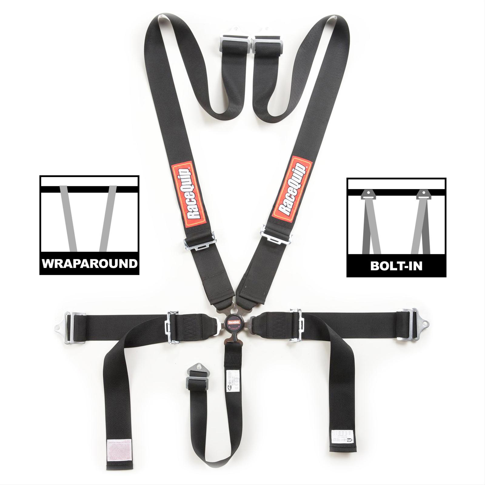 Racequip 741001 SFI Race Belt 5Pt Camlock Pd Lap - Sportsman - Black
