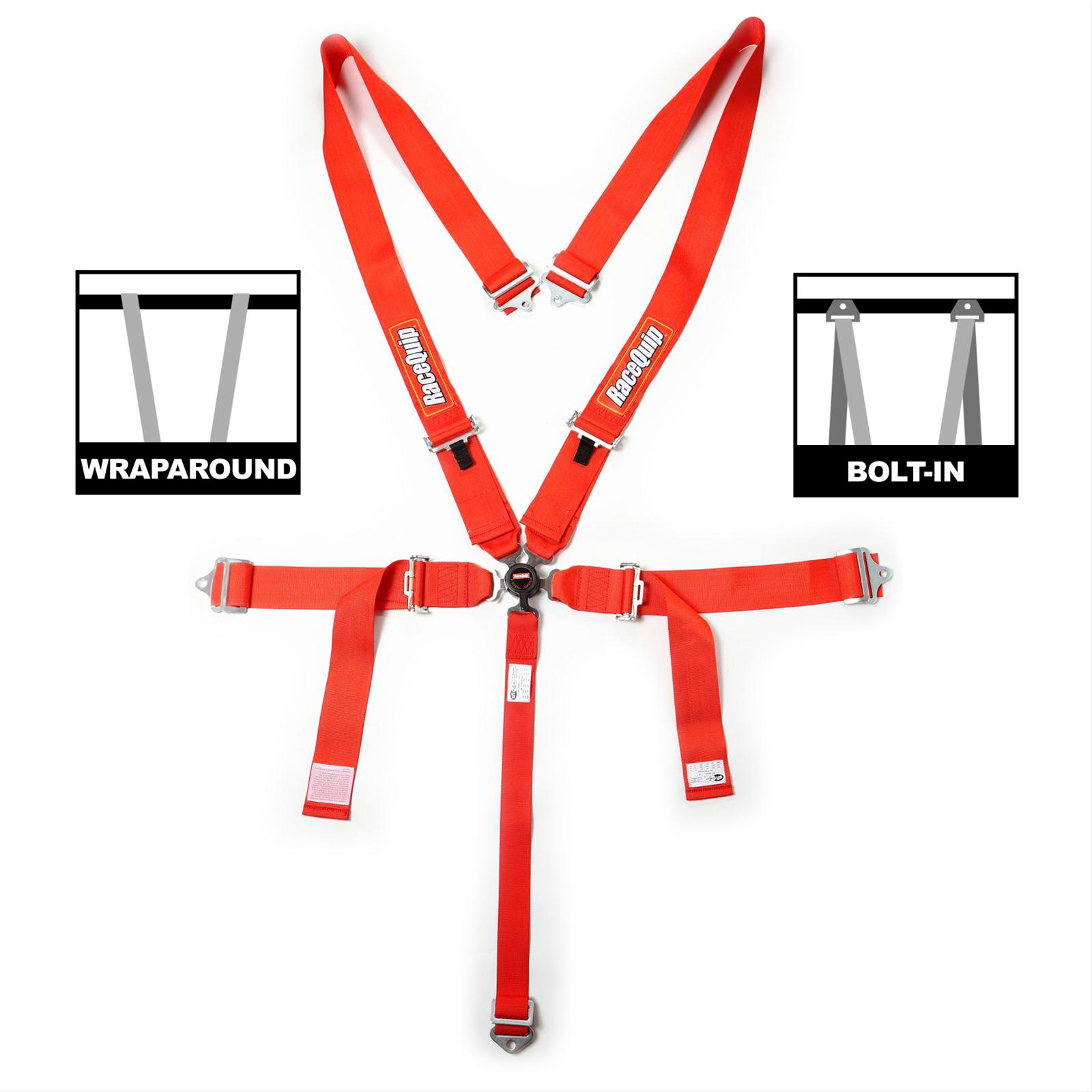 Racequip 741011RQP SFI Race Belt 5Pt Camlock Pd Lap - Sportsman - Red