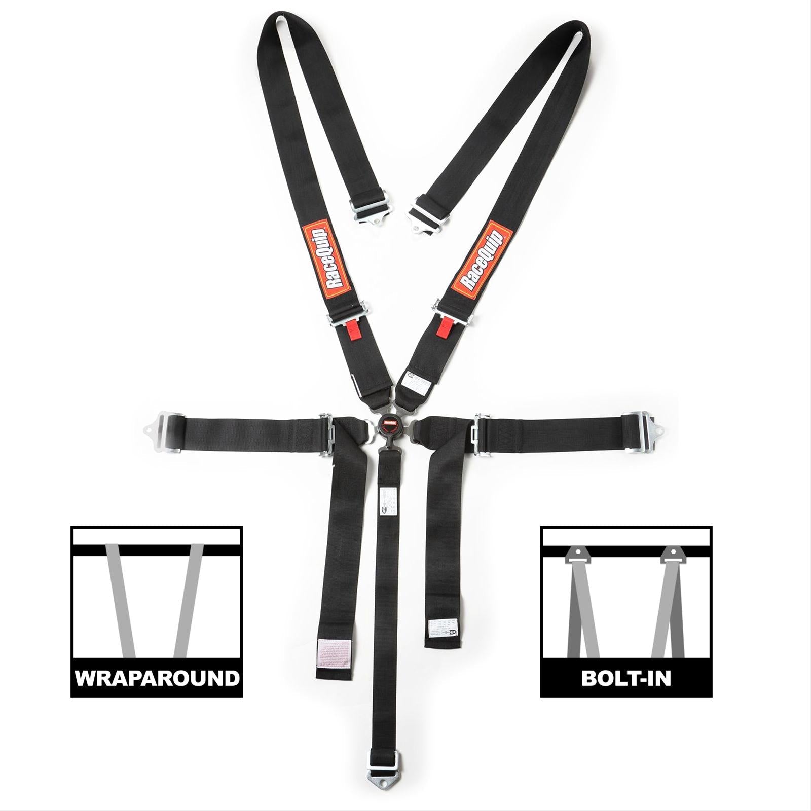 Racequip 742002 SFI Race Belt 5Pt Camlock Pu Lap - Sportsman - Black
